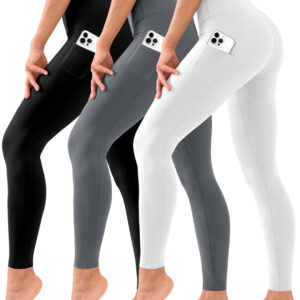 Hmuuo 3 Pack Leggings for Women High Waisted Tummy Control No See-Through Yoga Pants Workout Running Leggings